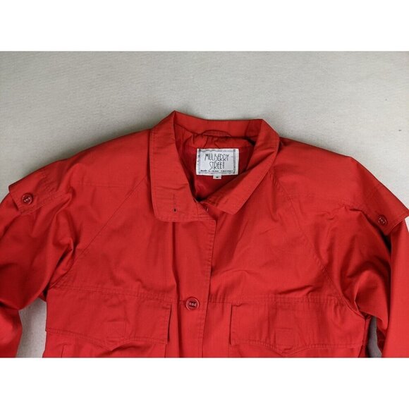 Vintage 80s 90s Women's Jacket Size Medium Mulberry Street Red Oversized Relaxed - Picture 6 of 16